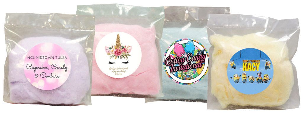 Custom Cotton Candy Bags with Personalized Labels for Any Event!