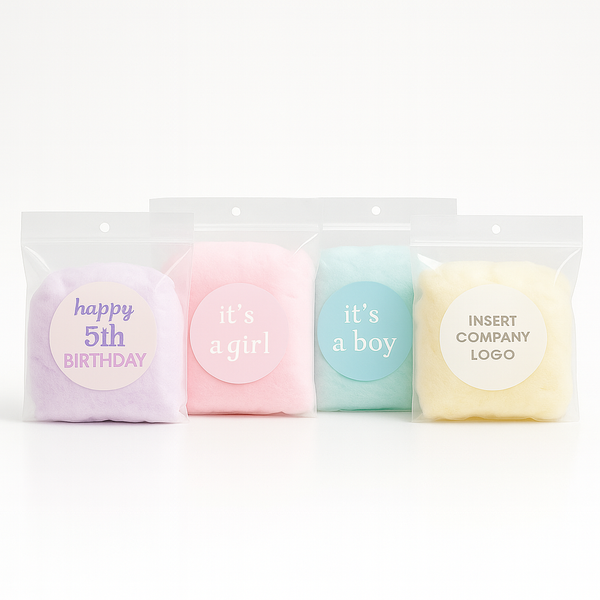 Cotton Candy - Clear Bag with Custom Sticker - 1 oz